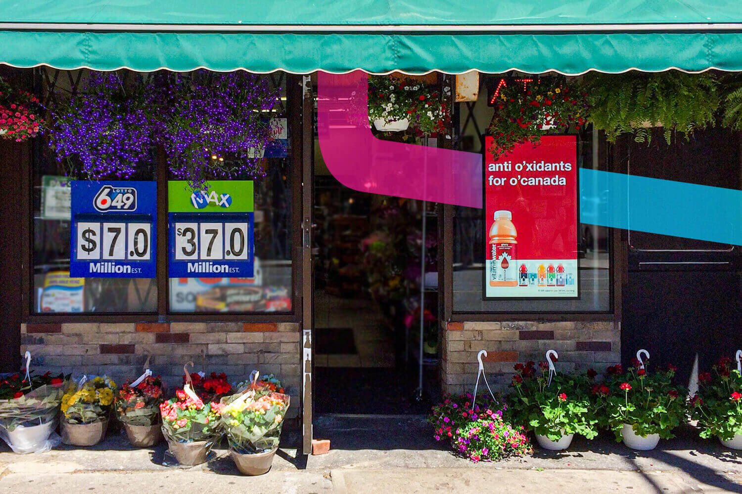 Place-based media displayed in a storefront